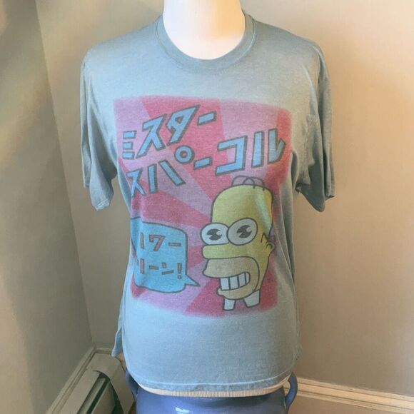 Simpsons Mr Sparkle Japanese Vintage 90’s Changes TShirt, L. Light Blue. Rare! - Picture 10 of 12